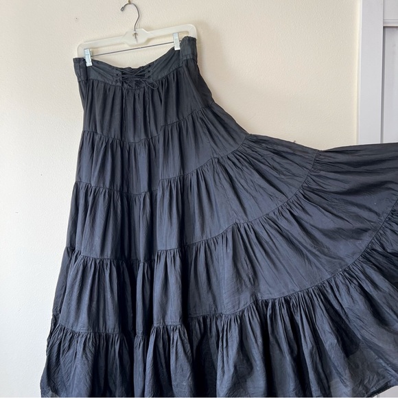 cylopso Dresses & Skirts - Calypso Christiane Celle midi tiered black emo silk skirt size S